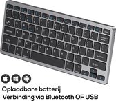 Draadloos toetsenbord - Wireless keyboard - Geschikt voor mobiel, tablet, laptop en pc - QWERTY - Oplaadbaar - Space grey