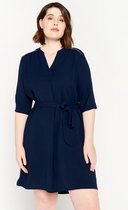 LOLALIZA Jurk met V-hals - Marine Blauw - Maat 42