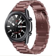 Stalen Smartwatch bandje - Geschikt voor  Samsung Galaxy Watch 3 stalen band 45mm - brons-goud - Strap-it Horlogeband / Polsband / Armband