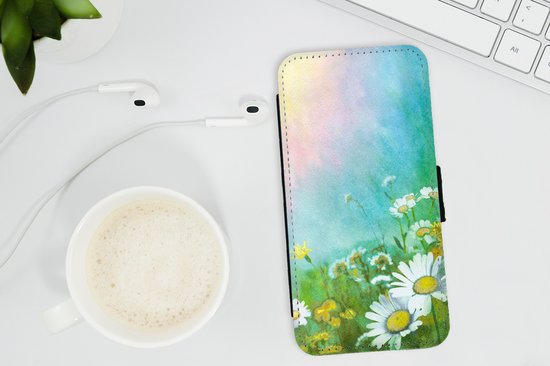 Bookcase Convient pour étui de téléphone iPhone 11 Pro Max - Marguerite - Soleil - Été - Avec compartiments - Étui portefeuille avec fermeture magnétique