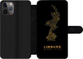 Bookcase Geschikt voor iPhone 11 Pro telefoonhoesje - Limburg - Wegenkaart Nederland - Zwart - Goud - Met vakjes - Wallet case met magneetsluiting