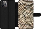 Bookcase Geschikt voor iPhone 11 Pro Max telefoonhoesje - Cirkel - Riet - Mand - Met vakjes - Wallet case met magneetsluiting