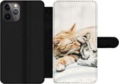 Bookcase Geschikt voor iPhone 11 Pro Max telefoonhoesje - Katten - Bank - Woonkamer - Met vakjes - Wallet case met magneetsluiting