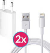 Gmedia 2x Oplader geschikt voor iPhone - Inclusief USB naar Lightning Kabel - USB adapter - Wit