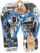 teenslipper jongens EVA zwart/wit/blauw maat 37