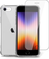 iPhone SE 2022  Hoesje + iPhone SE 2022 Screenprotector – Tempered Glass - Extreme Shock Case Transparant