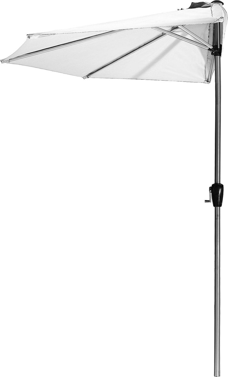 Luxe Zonnescherm - Aluminium As - UV Beschermd - Krakende Handgreep - Wit - 270 x 135 cm
