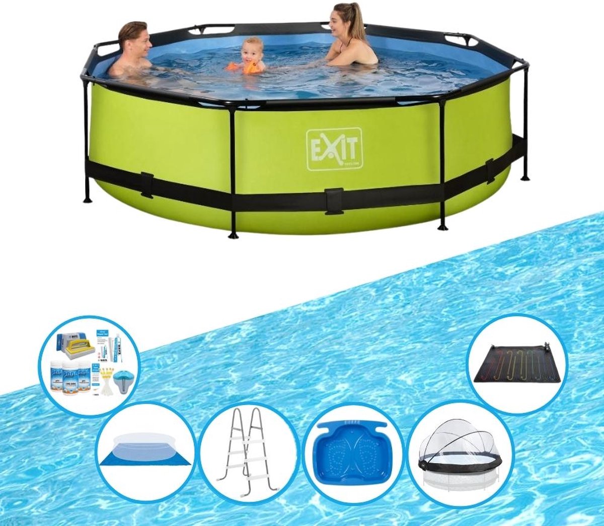 EXIT Zwembad Lime - Ã¸300x76 cm - Frame Pool - Inclusief toebehoren