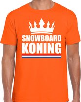 Oranje snowboard koning apres ski shirt met kroon heren - Sport / hobby kleding L