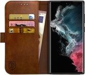 Rosso Element Book Case Wallet Hoesje Geschikt voor Samsung Galaxy S22 Ultra | Portemonnee | 3 Pasjes | Magneetsluiting | Stand Functie | Bruin
