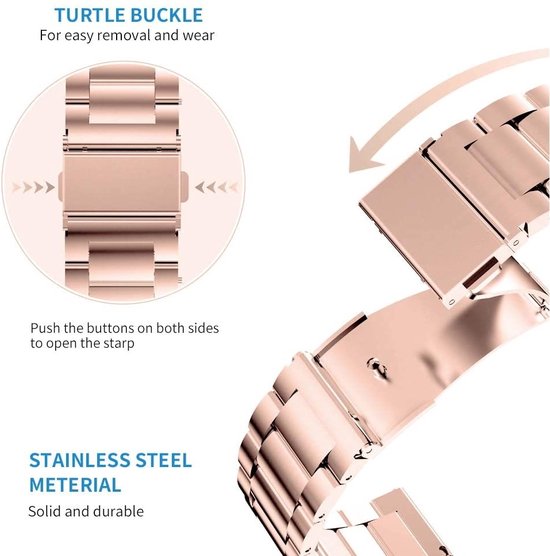 Rosegouden roestvrij stalen Apple Watch band met vlindersluiting.