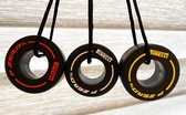 Formule 1 Pirelli Band Sleutelhanger (groot) - 37x37x21mm - Set van 3: Rood/Wit/Geel