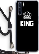 Case Company® - Oppo A91 hoesje met Koord - King zwart - Telefoonhoesje met Zwart Koord - Bescherming aan alle Kanten en Over de Schermrand