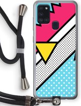 Case Company® - Samsung Galaxy A21s hoesje met Koord - Pop Art #3 - Telefoonhoesje met Zwart Koord - Bescherming aan alle Kanten en Over de Schermrand