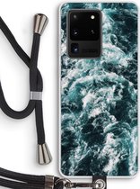 Case Company® - Samsung Galaxy S20 Ultra hoesje met Koord - Zee golf - Telefoonhoesje met Zwart Koord - Bescherming aan alle Kanten en Over de Schermrand