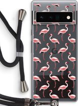 Case Company® - Google Pixel 6 Pro hoesje met Koord - Flamingo - Telefoonhoesje met Zwart Koord - Bescherming aan alle Kanten en Over de Schermrand