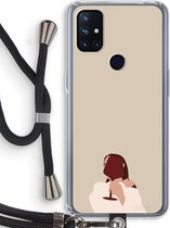 Case Company® - OnePlus Nord N10 5G hoesje met Koord - I drink wine - Telefoonhoesje met Zwart Koord - Bescherming aan alle Kanten en Over de Schermrand