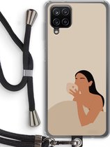 Case Company® - Samsung Galaxy A12 hoesje met Koord - Fresh coffee - Telefoonhoesje met Zwart Koord - Bescherming aan alle Kanten en Over de Schermrand