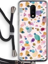 Case Company® - OnePlus 7 hoesje met Koord - Terrazzo Memphis - Telefoonhoesje met Zwart Koord - Bescherming aan alle Kanten en Over de Schermrand