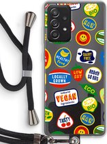 Case Company® - Samsung Galaxy A52s 5G hoesje met Koord - Fruitsticker - Telefoonhoesje met Zwart Koord - Bescherming aan alle Kanten en Over de Schermrand