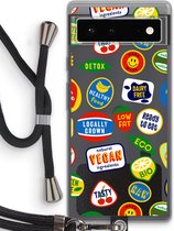 Case Company® - Google Pixel 6 hoesje met Koord - Fruitsticker - Telefoonhoesje met Zwart Koord - Bescherming aan alle Kanten en Over de Schermrand