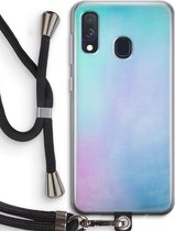 Case Company® - Samsung Galaxy A40 hoesje met Koord - Mist pastel - Telefoonhoesje met Zwart Koord - Bescherming aan alle Kanten en Over de Schermrand