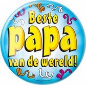 button Beste papa van de wereld! 10 cm staal blauw