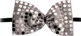 vlinderstrik Glitter 12 cm polyester zilver