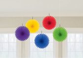 waaiers feestdecoratie multicolor 15 cm 5 stuks