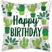 folieballon Eco Cactus birthday 46 cm groen/wit