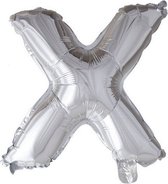 folieballon letter X 41 cm zilver