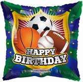 folieballon happy birthday jongens 18 cm groen/blauw