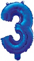 cijferballon 3 folie 40 cm blauw