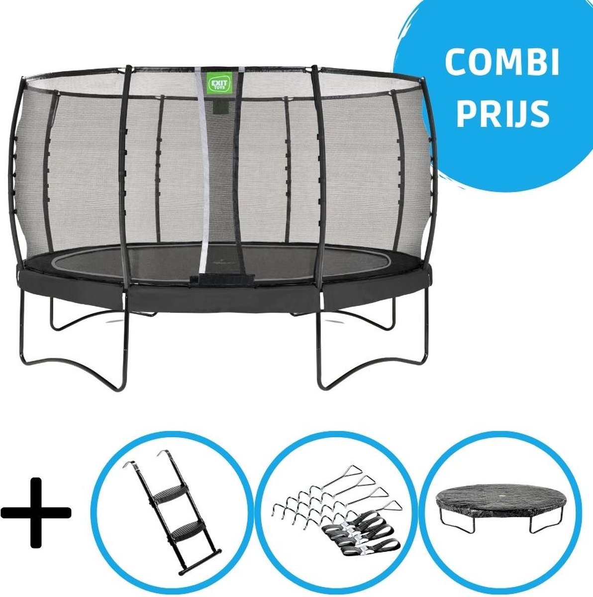 EXIT - Allure Premium trampoline ø427cm - Met accessoires - zwart
