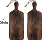 Spesely® 2 Stuks Houten Borrelplank met Handvat – Tapasplank – Serveerplank – Hapjes – Bruin - 39cm x 15cm