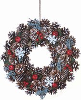 Kerstkrans landelijk - Snowflake van Naturn Christmas | ø 35 cm | Landelijke kerstkransen | Krans landelijk rond | Kerstdecoratie deurkrans | Krans voor de kerst | kerstversiering kransen | Rood