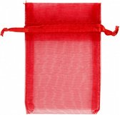zakjes organza 10 x 7 cm textiel rood 10 stuks