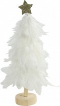 kerstboom Gwyn 10 x 32 cm hout/textiel wit