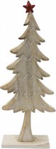 decoratieve kerstboom 33 cm hout blank/rood