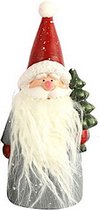 kerstmanbeeld Saami 18,5 cm keramiek wit/rood