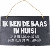 hangdecoratie Baas 15 x 25 cm leisteen grijs