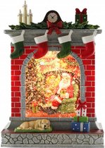 openhaard Kerst led 18 x 23 cm staal/glas rood