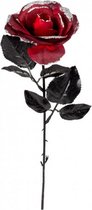decoratiebloem roos 45 cm polyester rood/zwart