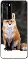 Telefoonhoesje Geschikt voor Huawei P40 Pro hoesje - Vos - Sneeuw - Rood - Siliconen Telefoonhoesje