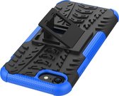 Apple iPhone SE (2022) Hoesje - Mobigear - Tire Serie - Hard Kunststof Backcover - Zwart / Blauw - Hoesje Geschikt Voor Apple iPhone SE (2022)