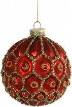 kerstbal Sylva 8 cm glas rood