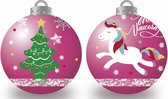 kerstballen eenhoorn 6 cm roze 10 stuks