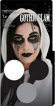 schminkset Gothic Glam zwart/zilver/wit 6-delig