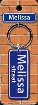 sleutelhanger straatnaam Melissa 9 cm staal blauw