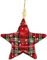 kerstster Aaron 27 cm textiel rood